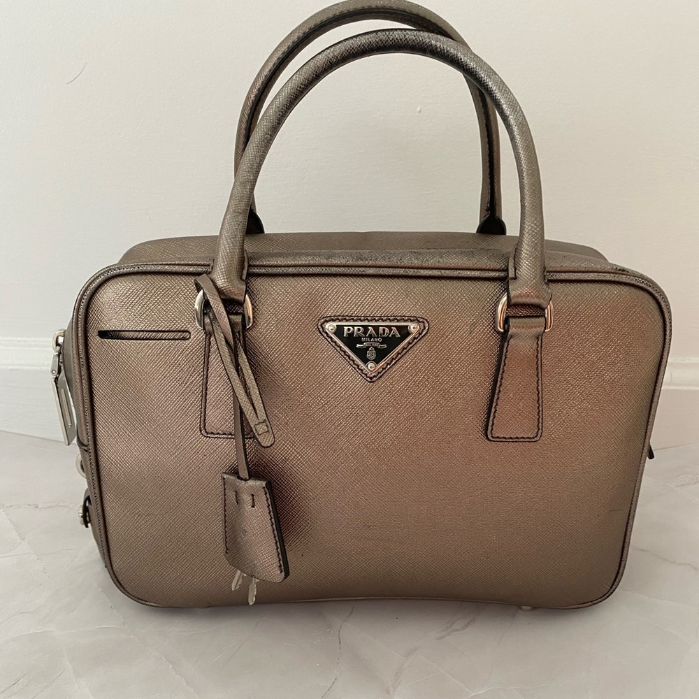 PRADA Handbag  BN1113 Safiano leather PIMBO (Hematite color)
